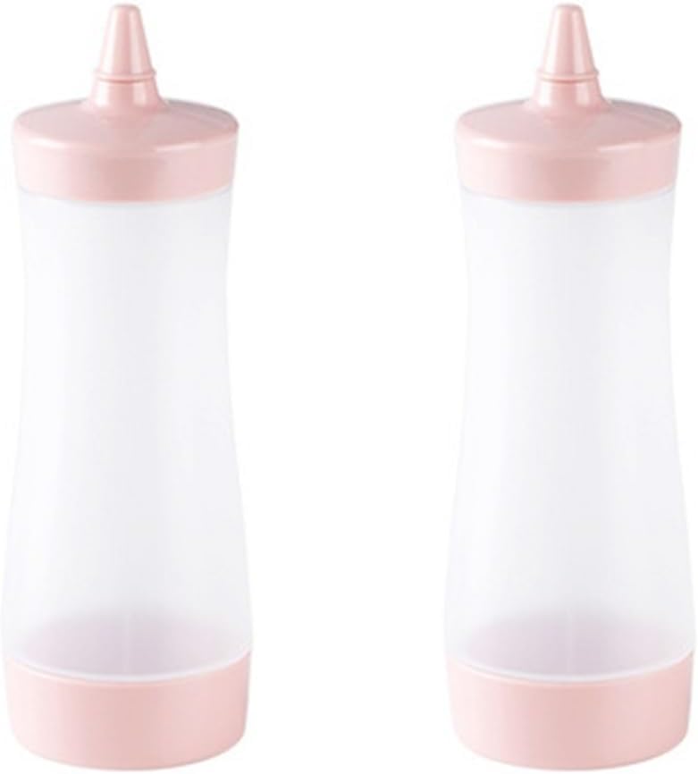 HOLIDYOYO 2 Pcs Reusable Pink Sauce Squeeze Bottles