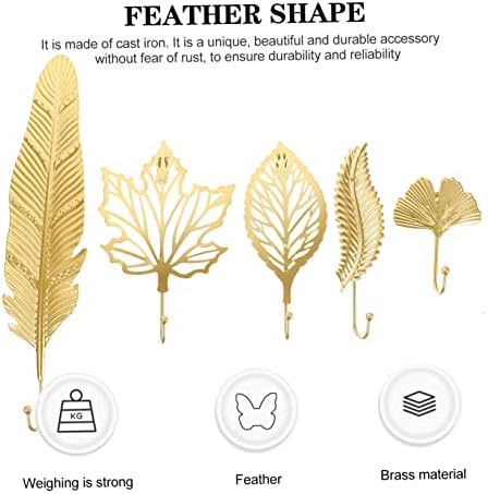 Healeved 5pcs Leaf Hook Wall Mounted Towel Holder