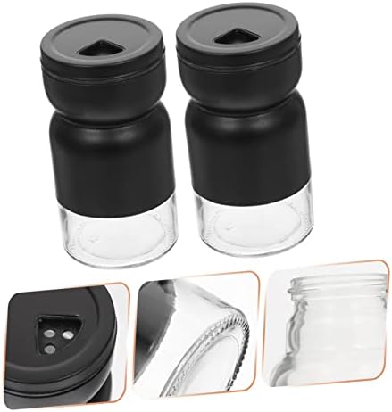 Elegant Black Sandglass Style Condiment Bottles 2-Pack