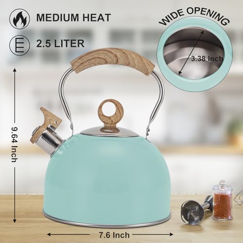 Vegoran 85 OZ Whistling Tea Kettle with Wood Handle 1