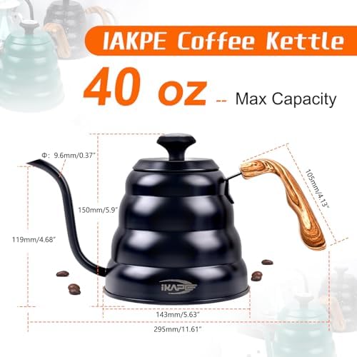 IKAPE Gooseneck Coffee Kettle 40oz with Thermometer