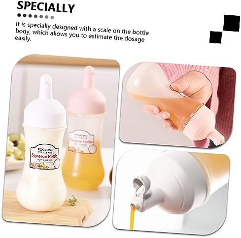 STOBAZA 2Pcs 350ml Squeeze Sauce Bottles with Measurement Marks