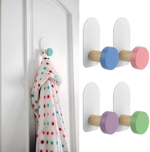 5pcs Self-Adhesive Kids Coat Hooks with Cartoon Animal Design
