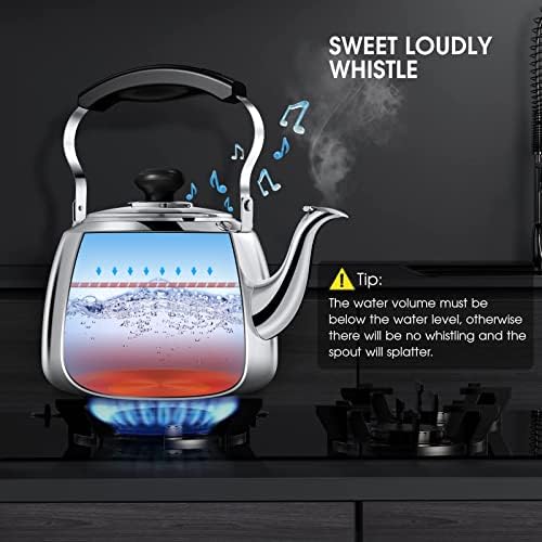 Tohsssik 2L Whistling Tea Kettle Stainless Steel