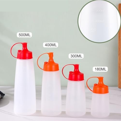 KLEYE 5-Piece Condiment Squeeze Bottles Set - Plastic with 300ml Capacity