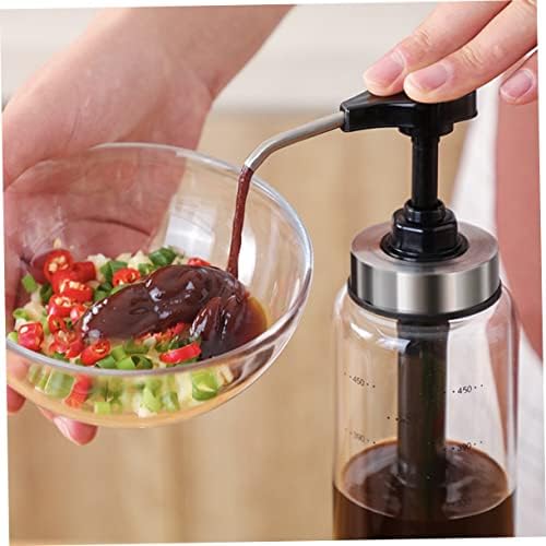 BRIGHTFUFU 500ml Glass and Steel Sauce Press Bottle