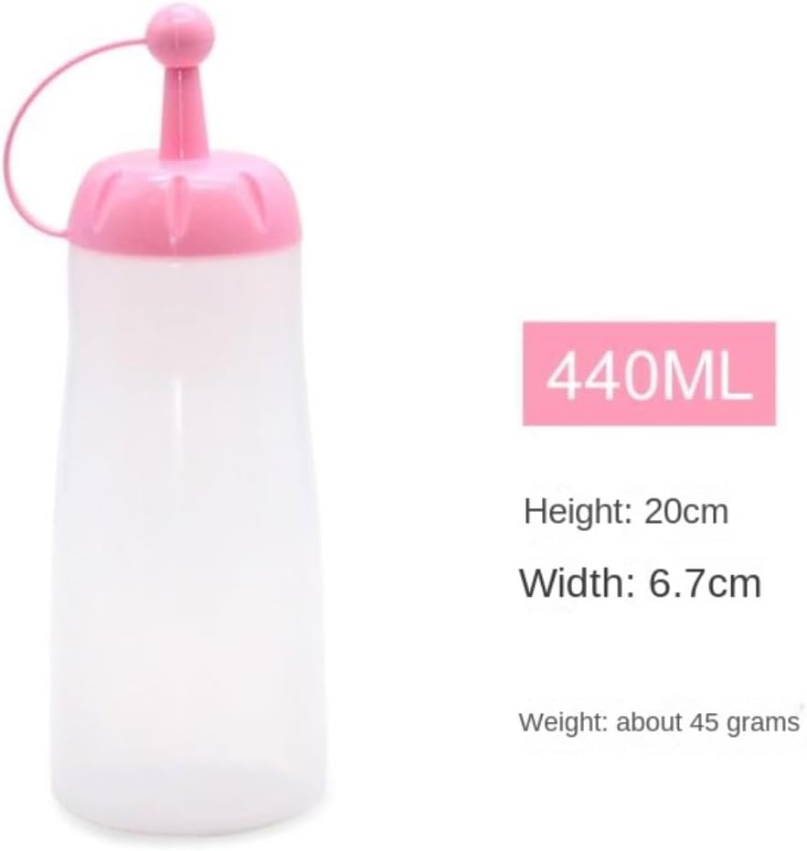 KLEYE 5 Pack Squeeze Bottles for Sauces - Pink 440ml