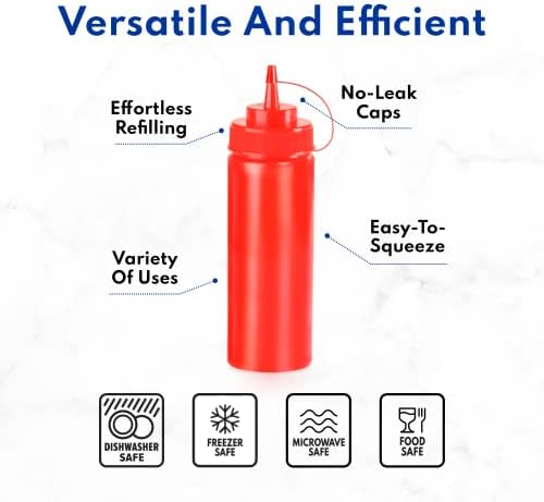 New Star Foodservice 26580 Plastic Squeeze Bottles Pack of 6