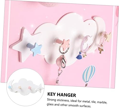 Ciieeo 2pcs Cloud Moon Adhesive Hooks for Keys Bags Hats