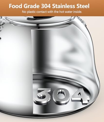 2L Whistling Stovetop Tea Kettle - Durable Stainless Steel with Anti-Scald Handle