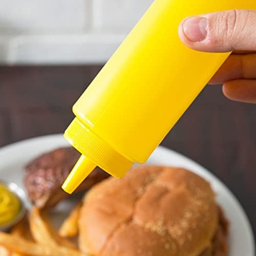 TrueCraftware 12-Pack Squeeze Condiment Bottles 8 oz Yellow