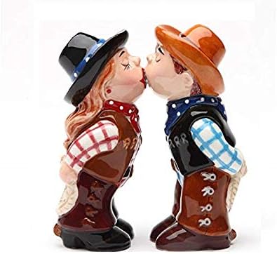 Pacific Giftware Cowboy and Cowgirl Magnetic Ceramic Salt and Pepper Shakers