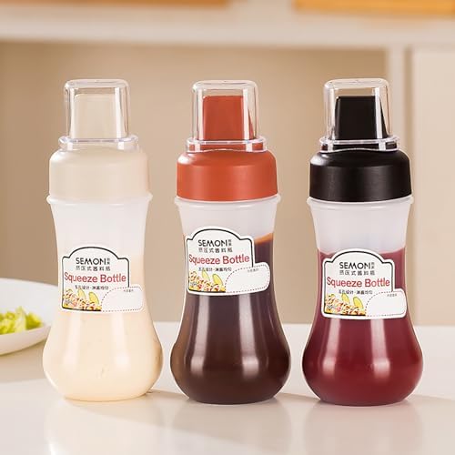 Wusteg 5 Hole Squeeze Bottles with Nozzles Gray