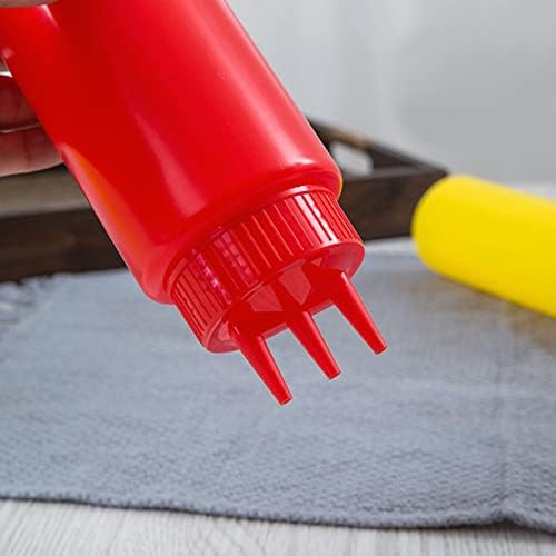 ZIRANU 3-Nozzle Condiment Squeeze Bottle for Ketchup and Oil
