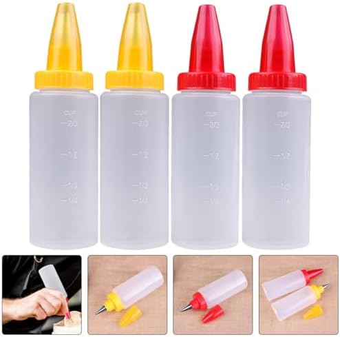 4pcs4 Sets Clear Condiment Squeeze Bottles for Cake Icing Piping