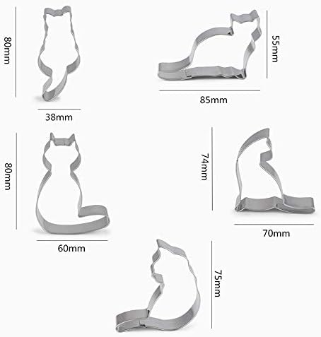 Kingsie WIN 5pcs Cat Cookie Cutter Set Stainless Steel