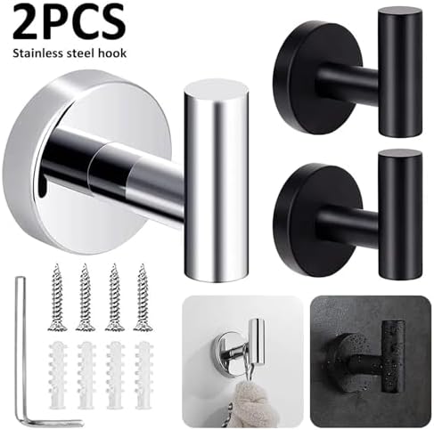 MOOWI 2Pcs Brushed Nickel Coat Hooks Wall Mount