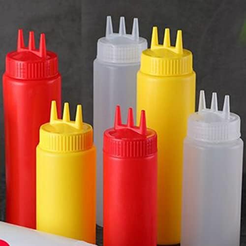 3-Head Squeeze Condiment Sauce Bottle with Cap - White