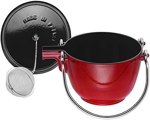 Staub Cast Iron 1 Qt Tea Kettle - Cherry Made in France