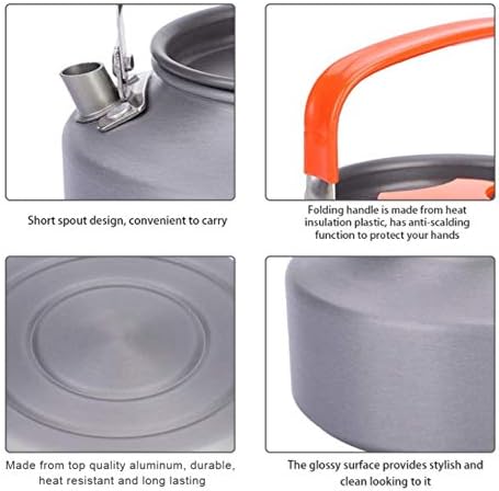 Fdit 11L Aluminum Teapot for Camping Hiking Kitchen Black Handle