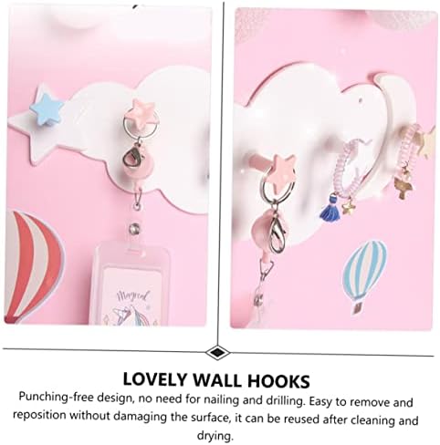 PENIKOKO 2pcs Star Moon Wall Hooks Adhesive Decor