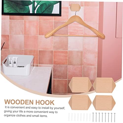 1 Set Multi Functional Wooden Wall Hooks for Coats Hats Bags 1