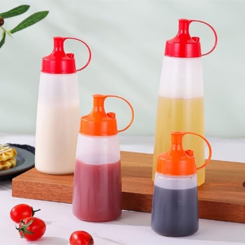 KLEYE 5-Piece Condiment Squeeze Bottles Set - Plastic with 300ml Capacity