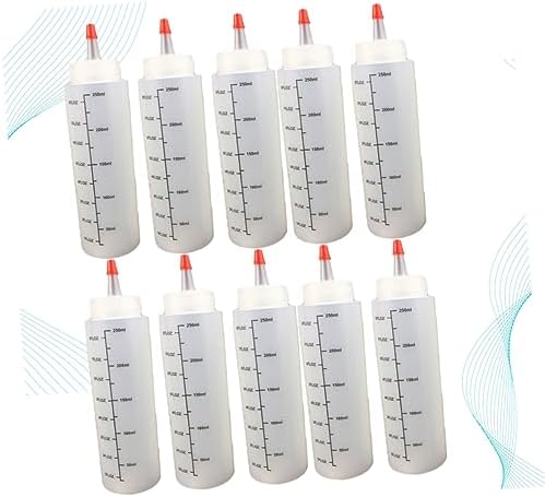 10pcs 250ML Refillable Condiment Squeeze Bottles with Cap