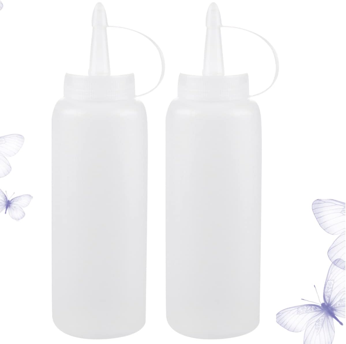 CIYODO 24 oz Condiment Squeeze Bottles 2 Pack Reusable Kitchen Set