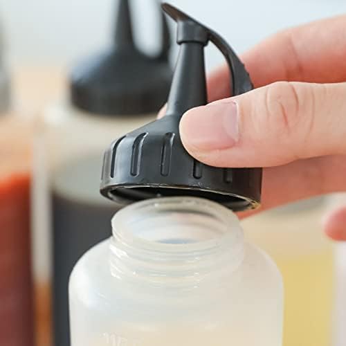 Cuteam Squeeze Oil Pot - BPA Free Condiment Bottle with Clear Scale Leakproof Lid