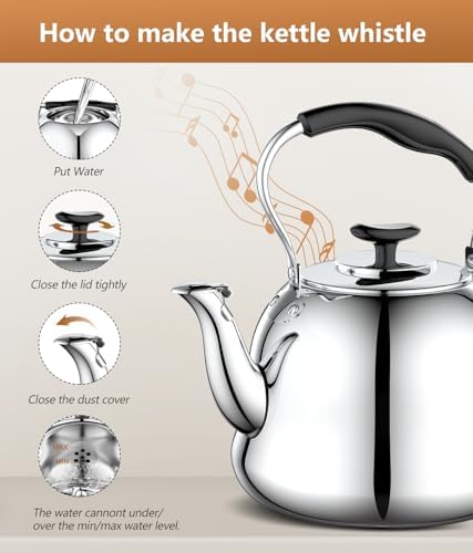 2L Whistling Stovetop Tea Kettle - Durable Stainless Steel with Anti-Scald Handle