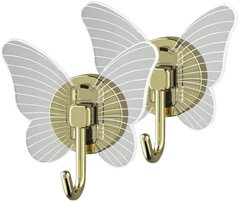GLEAVI 2Pcs Butterfly Adhesive Wall Hooks Key Hangers for Home Storage