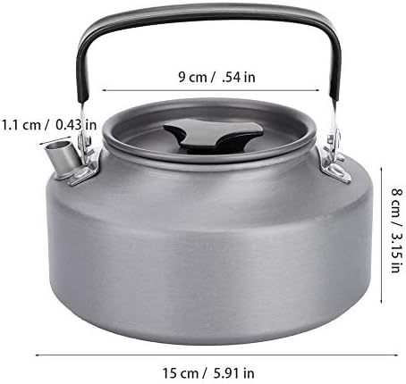Fdit 11L Aluminum Teapot for Camping Hiking Kitchen Black Handle