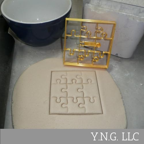 YNGLLC Puzzle Piece Cookie Cutter - Gold 4x4x0625 Inch