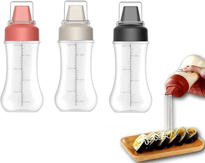 3Pcs Condiment Squeeze Bottle Set with 5 Holes