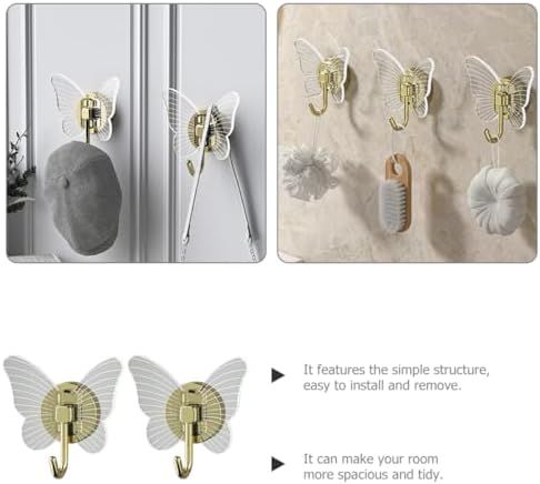GLEAVI 2Pcs Butterfly Adhesive Wall Hooks Key Hangers for Home Storage