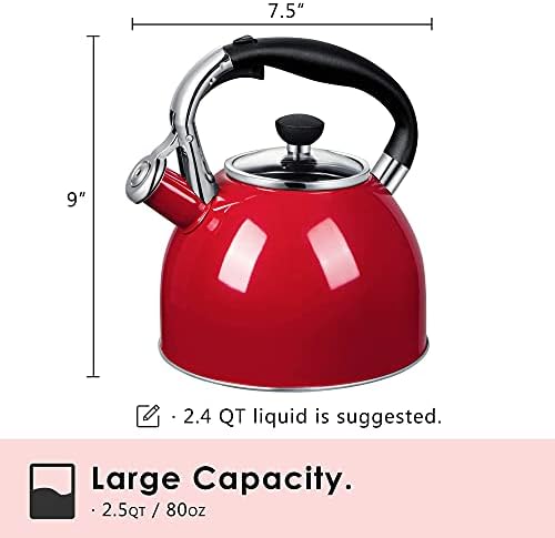 Rorence 25 Qt Tea Kettle with Glass Lid and Whistle