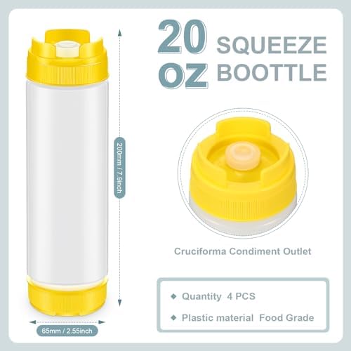 Didaey 4 Pcs Refillable 20 oz Squeeze Bottles