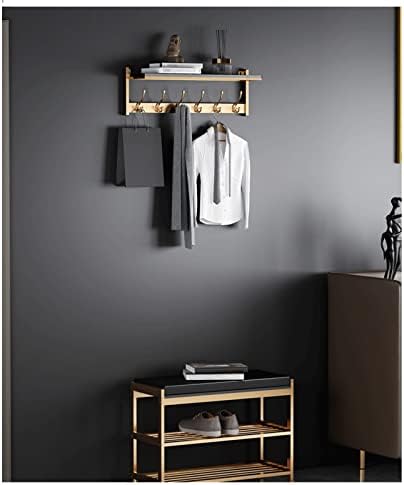 Gold And Grey Wall Mounted Coat Rack with 6 Hooks