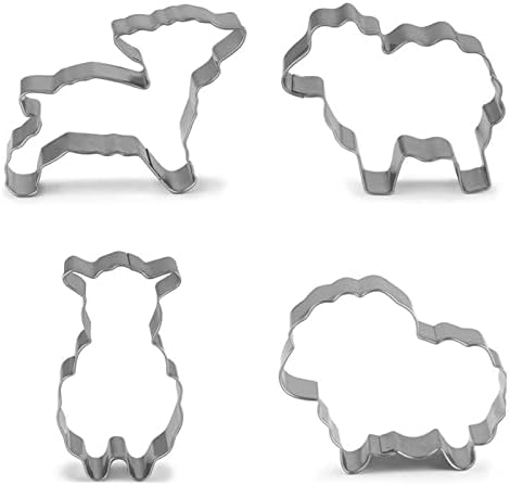 Qhonhon 4pcs Sheep Cookie Cutter Set Stainless Steel Lamb Series Baking Molds