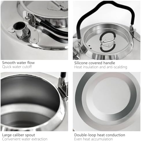 CretFine 304 Stainless Steel Camping Tea Kettle with Mesh Bag