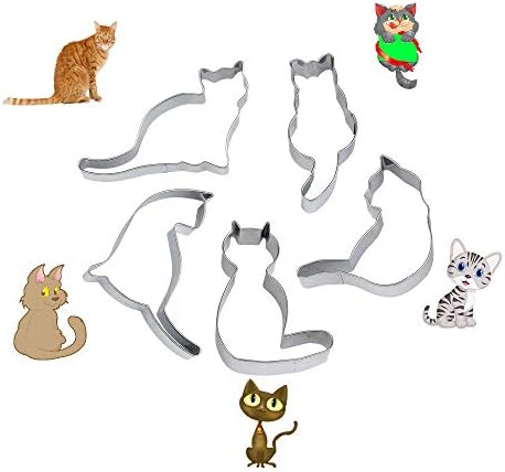 Kingsie WIN 5pcs Cat Cookie Cutter Set Stainless Steel
