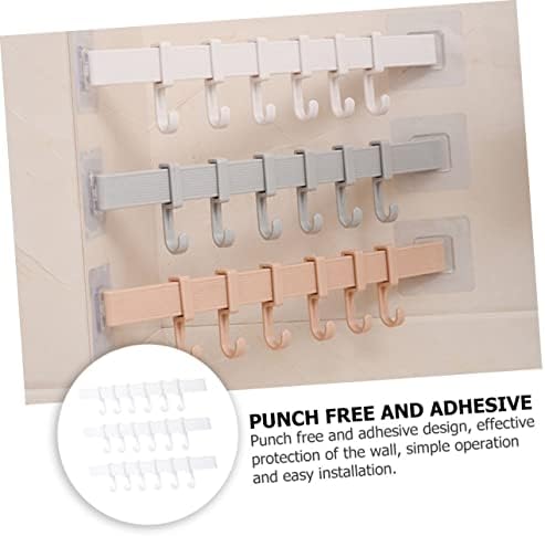 STOBOK 3Pcs Sticky Hook Rack for Bathroom and Kitchen