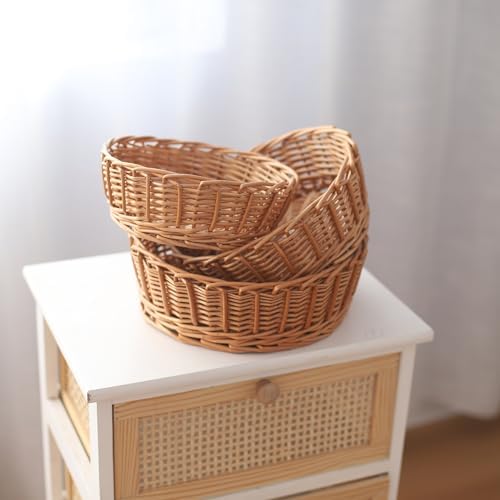 3-Packs 11 Wicker Bread Basket for Home Kitchen