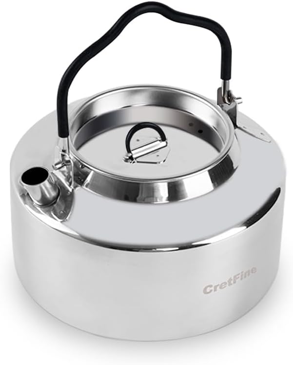 CretFine 304 Stainless Steel Camping Tea Kettle with Mesh Bag