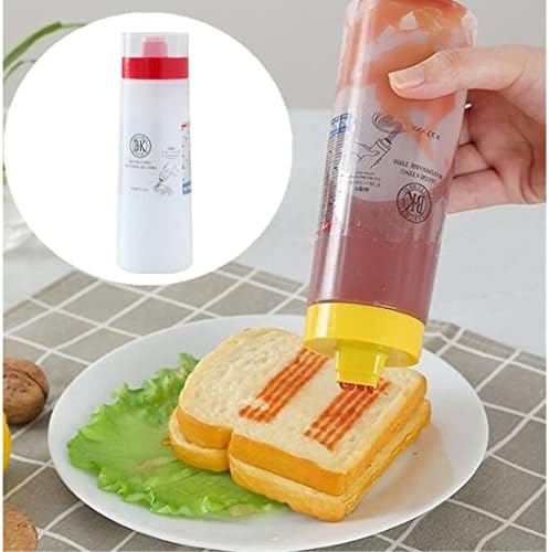 Jilukibo 4 Hole Jam Squeeze Bottle 300ml Leak Proof with Cap Lids Yellow