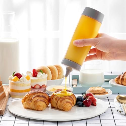 Kichvoe 4pcs Condiment Squeeze Bottles With Lid Reusable