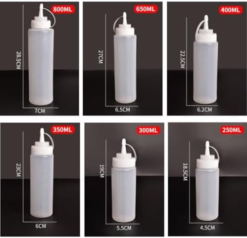 KLEYE Squeeze Bottles Pack of 5 650ml White