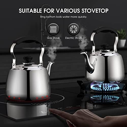 Tohsssik 2L Whistling Tea Kettle Stainless Steel