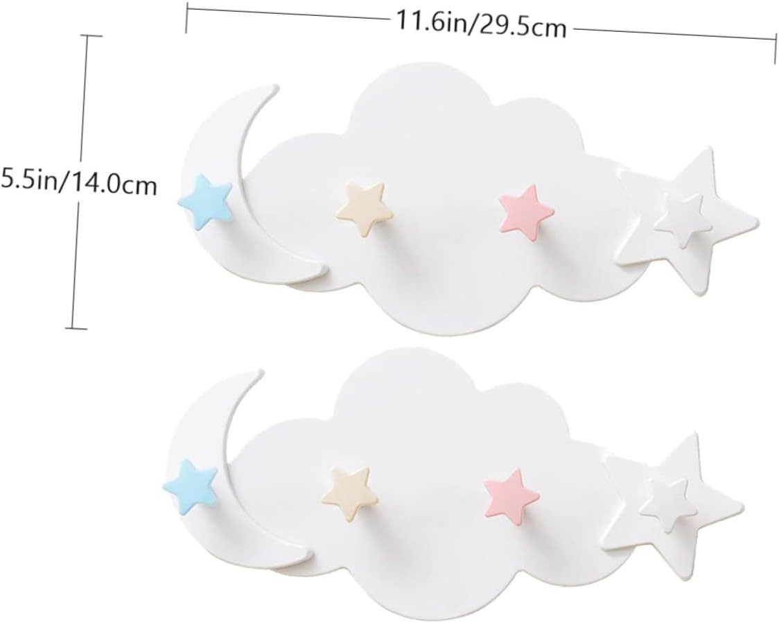 PENIKOKO 2pcs Star Moon Wall Hooks Adhesive Decor